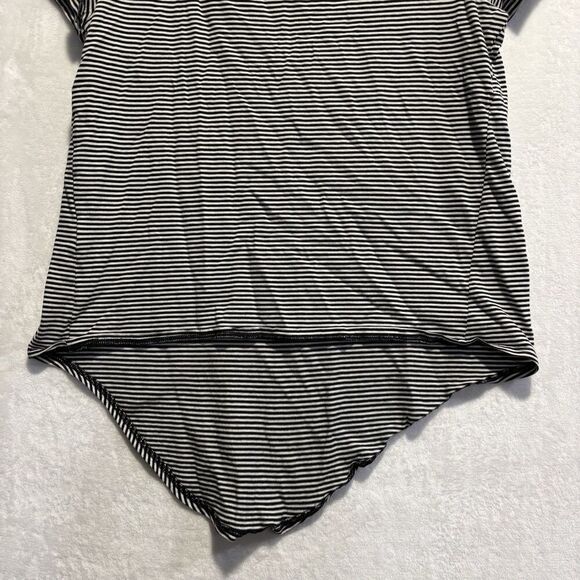 Madewell Knot-Front Tie Black White Stripe Short Sleeve Cotton Women's Tee Small - Picture 11 of 12